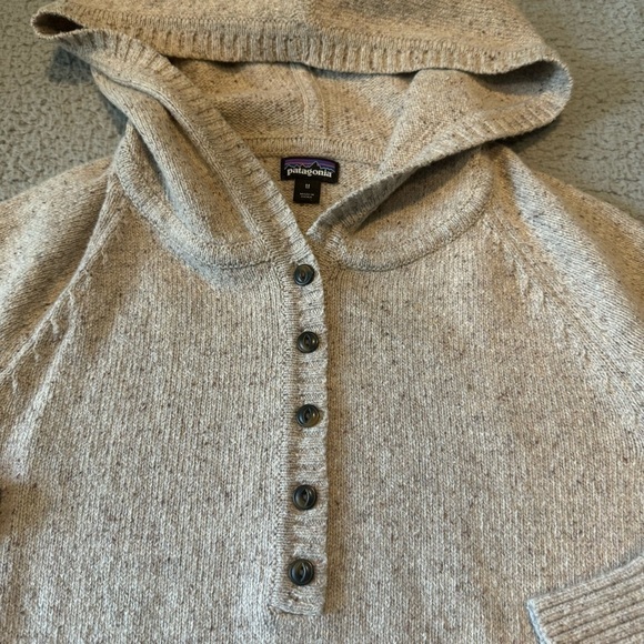 Patagonia Off Country Hoodie Sweater Henley Button Tan Khaki Speckle Womens SZ M - Picture 4 of 13